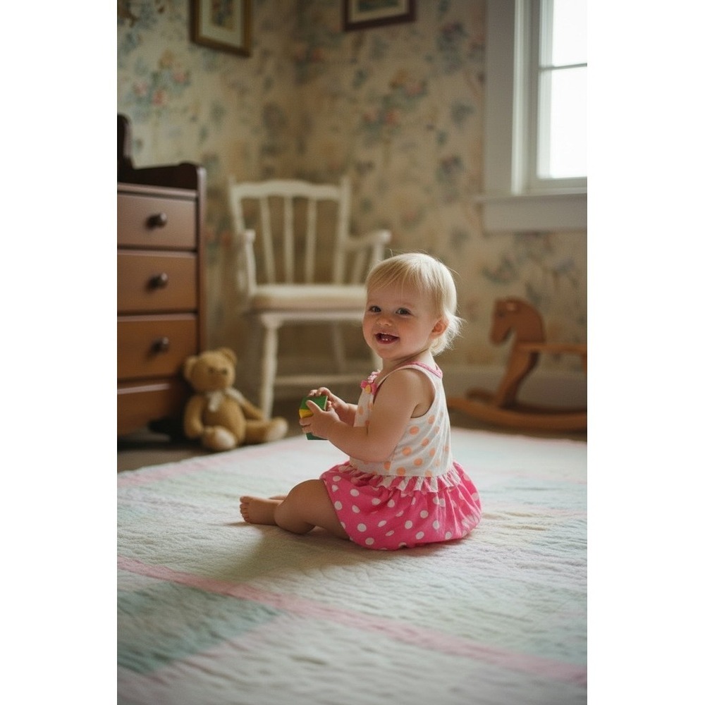 Vintage Sears Sundress Infant Girls 18-24 Months Polka Dot Ruffle Bow vacation